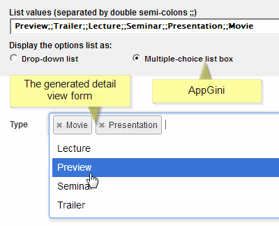 Options list > Multiple-choice list box