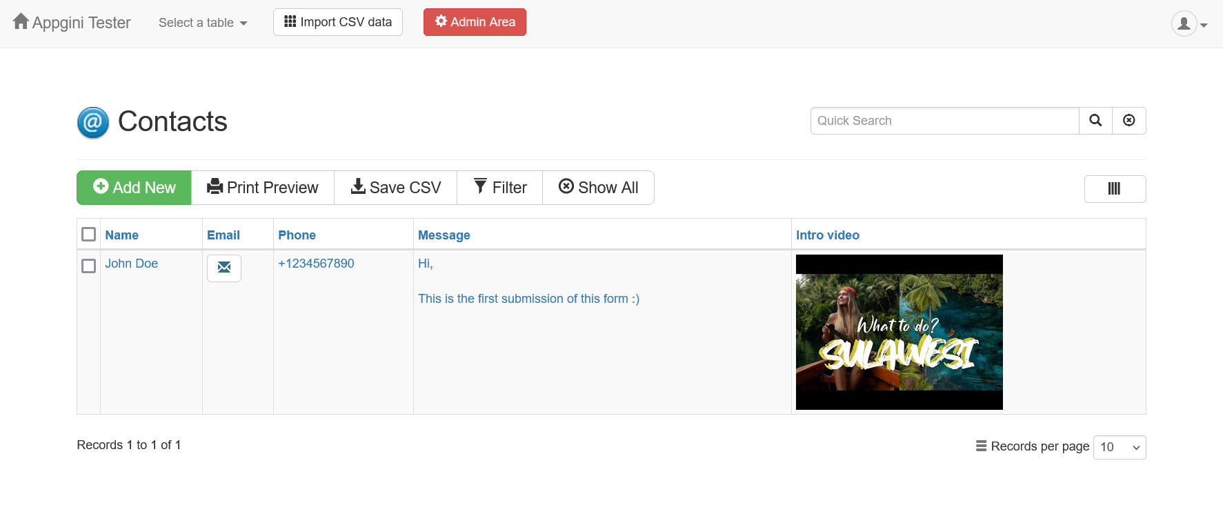 HTML contact form example