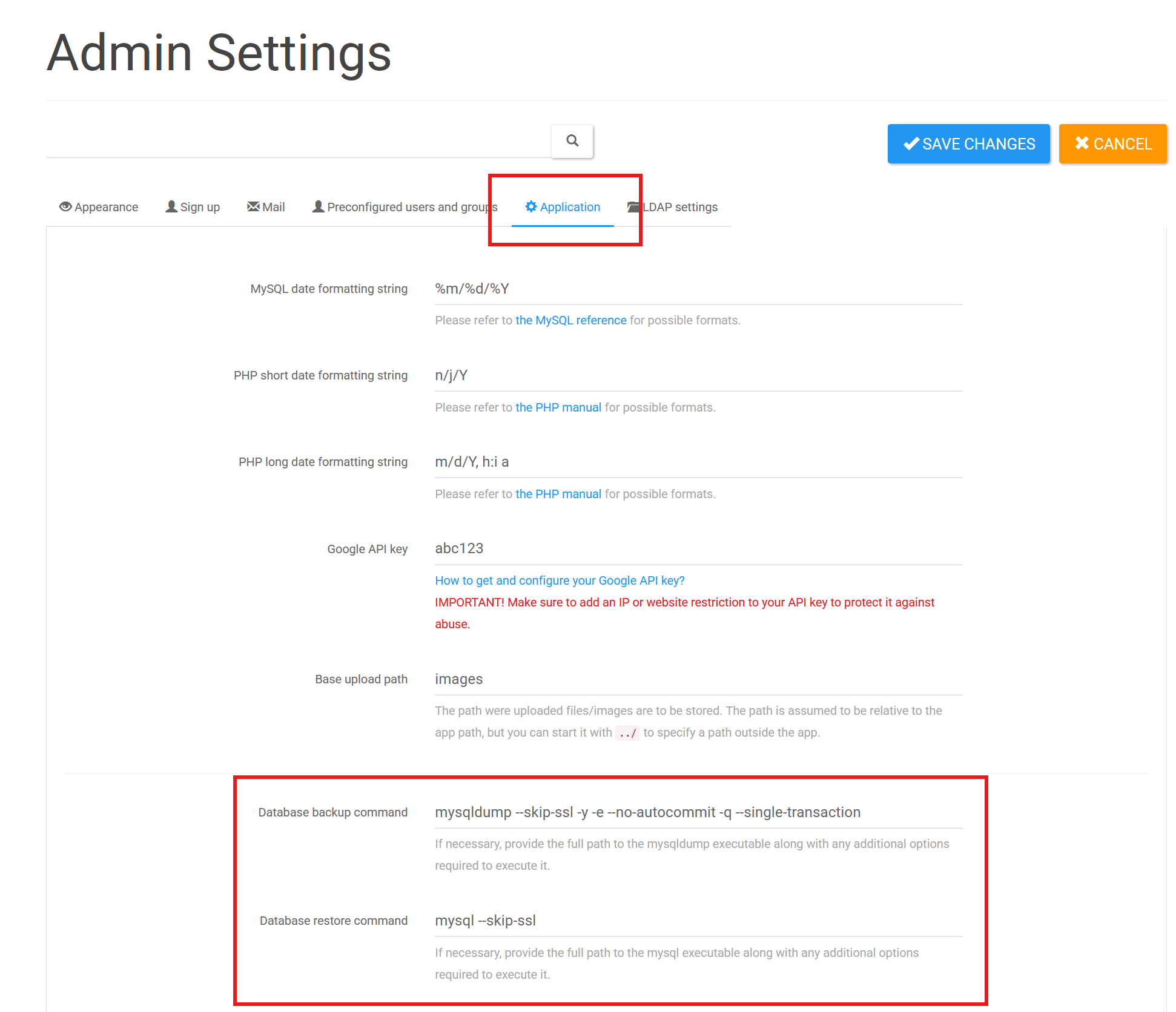 Custom database commands