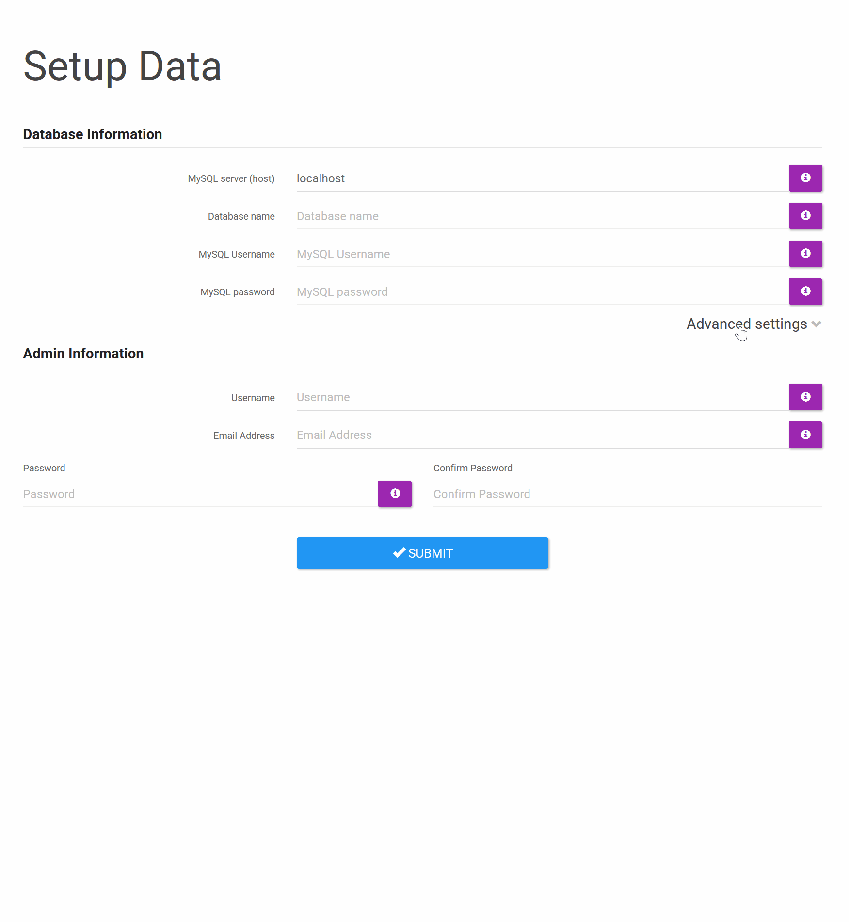 New advanced settings in setup page to enable SSL connections and compression Setup advanced settings
